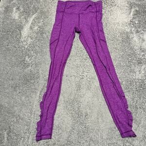 lululemon Leggings Womens 6 Speed Tight Pockets Ruched Heathered Purple